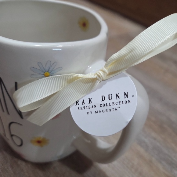 Rae Dunn White Mug with Floral Accents, NEW - Picture 2 of 4
